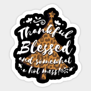 Thankful Leopard Tree - Holiday Charm Sticker